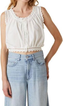 LE JEAN Eyelet Camisole Top In White