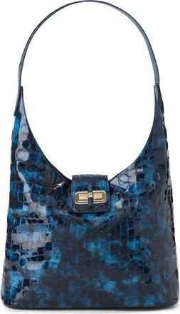 Brahmin Gwynne Croc Embossed Leather Shoulder Bag in Ultramarine at Nordstrom