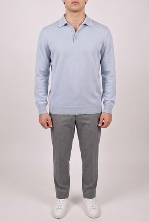 Brunello Cucinelli Light Blue Cashmere Polo Sweater, Brand Size 46 (US Size 36)