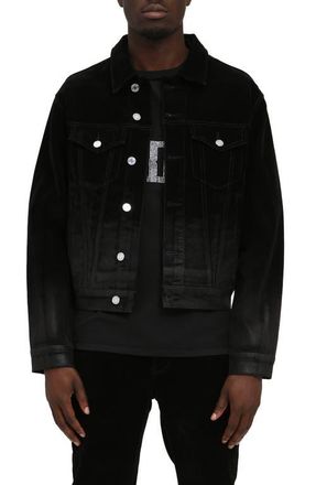 Purple Flocked Dipped Denim Jacket in Black at Nordstrom, Size X-Large