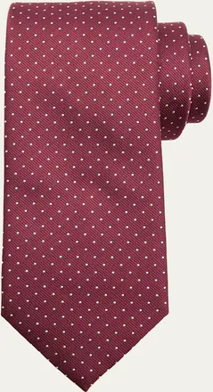 Brioni Mens Micro-Polka Dot Silk Tie