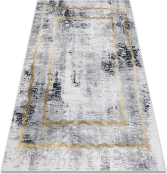 RugsX Rugsx - Alfombra Lavable Andre 1065 Marco Vintage Antideslizante - Gris / Oro Grey 120x170 Cm