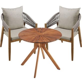 TecTake Conjunto de jard&iacute;n 3 piezas, madera de acacia, beis gris&aacute;ceo