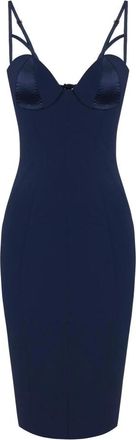 Elisabetta Franchi Lichtgewicht Cr&ecirc;pe Midi Jurk - Dames - Casual kleedjes - Blauw - M - Polyester - Kleedjes