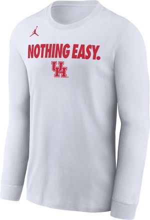 Nike Jordan Mens Houston Jordan College Long-Sleeve T-Shirt in White | M22284MMHC-WHT