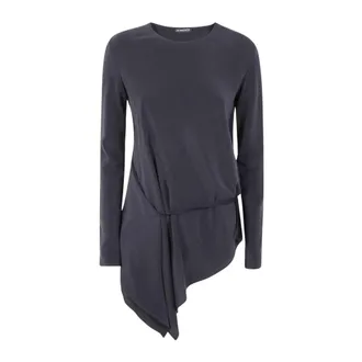 Ann Demeulemeester Overhemden, Dames, Zwart, S, Deana Long Sleeve Asymmetric Top