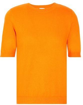 8 by YOOX ORGANIC COTTON-SILK BLEND KNIT S/SLEEVE CREWNECK TOP