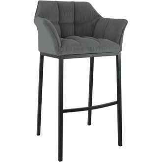 Clp Taburete De Bar Damaso Cord Con Estructura De Cuatro Patas Gris Negro