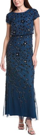 Adrianna Papell Blouson Beaded Long Dress