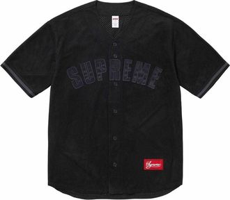 SUPREME Ultrasuede Mesh Baseball Jersey Black SUP-SS24-210