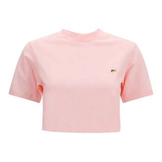 Fiorucci T-Shirts, female, Pink, Size: L Angel Patch Cropped T-Shirt