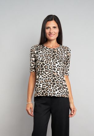 Seidel Moden Rundhalsshirt SEIDEL MODEN Exklusiv bei OTTO, Damen, Gr. 42, beige, Jersey, Obermaterial: 96% Viskose, 4% Elasthan, animal-print, k&ouml;rpernah h&uuml;ftbedeck
