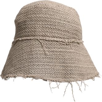 Dolce & Gabbana Mens Beige Linen Wide Brim Bucket Hat Cotton Polyester Nylon