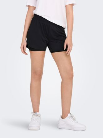 Only Play Funktionsshorts ONLY PLAY ONPMILA-2 MW LOOSE PCK SHORTS NOOS, Damen, Gr. XL (42), N-Gr, schwarz, Jersey, Obermaterial: 74% Polyester, 14% Polyamid, 12
