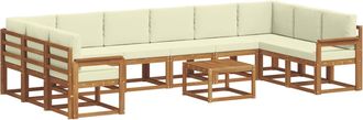 vidaXL Conjunto De Sof&aacute;s De Exterior 11 Uds. Natural Y Crema Vidaxl