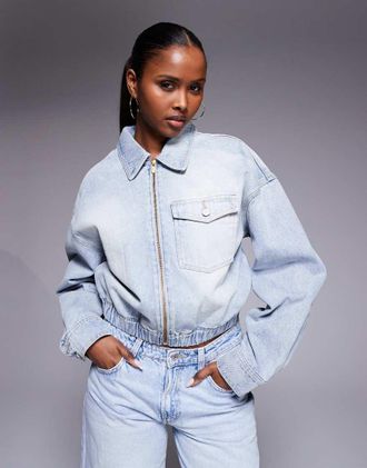 Abrand Abrand - Giacca bomber corta in denim lavaggio blu chiaro