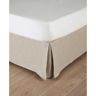 Maisons du monde Cubresomier de 140 x 190 cm en algod&oacute;n y contornos de lino lavado beige