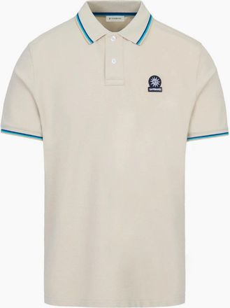 Sandbanks Mens Sandbanks Tipped Badge Pique Polo S1-26 Stone - Tan - Size: 42
