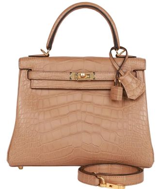 Herm&egrave;s Herm&eacute;s Kelly 25 Mississippiensis Alligator Matte Chai