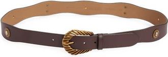 Treasure & Bond Aria Concho Leather Belt in Brown Malicacia- Gold at Nordstrom, Size X-Large