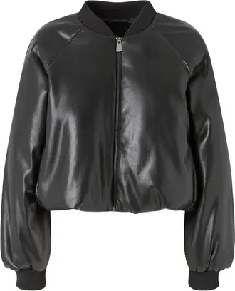 Pinko Cropped Black Jacket With Shiny Finish And Modern Touch