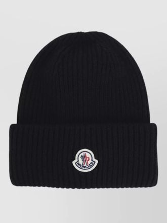 Moncler ribbed virgin wool cashmere beanie