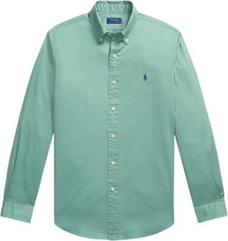 Polo Ralph Lauren Overhemden, Heren, Groen, L, Katoen, Custom Fit Katoenen Shirt