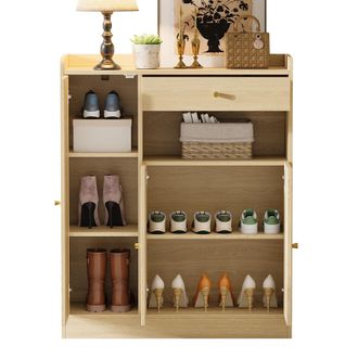 STILVORA Zapatero Con 3 Puertas, 1 Caj&oacute;n Y Estantes Ajustables, En Mdf, Para Recibidor O Comedor, 90&times;35&times;110 Cm