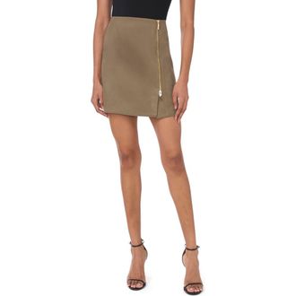 Parker Side Zip Faux Suede Miniskirt in Olive at Nordstrom Rack, Size Xx-Large