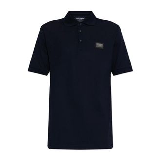 Dolce & Gabbana Polo Shirts, male, Black, Size: 3XL Polo Shirt with Logo Applique