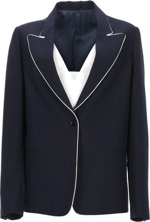 Golden Goose Tailored Navy Blazer with Contrasting White Piping