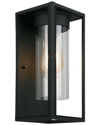 Eglo Eglo Walker Hill 1 Light Outdoor Wall Light With Matte Black Finish & Clear Glass