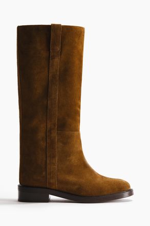 H&M Kniehohe Stiefel aus Velours-Spaltleder - Hellbraun