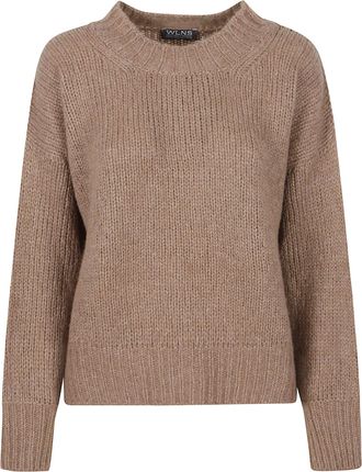 Wlns Cashmere Ladies Plain Knitted Chunky Crewneck Sweater