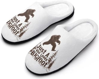 Generic Bigfoot Just A Who Loves Sasquatch Mens Slippers Comfortable And Non-slip Cotton Slipper Shoe for House