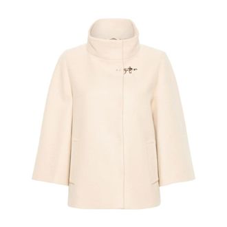 Fay Jassen, Dames, Wit, L, Wol, Witte Wollen Jas