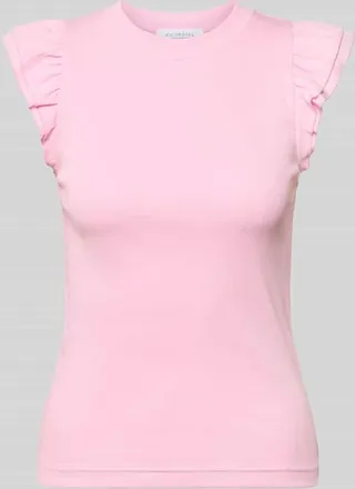 Rich & Royal Slim Fit Top mit R&uuml;schenbesatz in Rosa, Gr&ouml;&szlig;e XL