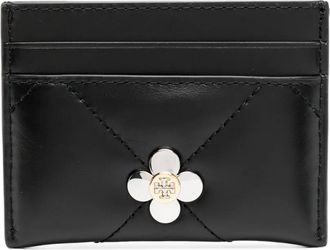 Tory Burch Kira clover diamond quilt cardholder - women - Calf Leather/Polyester - One Size - Black