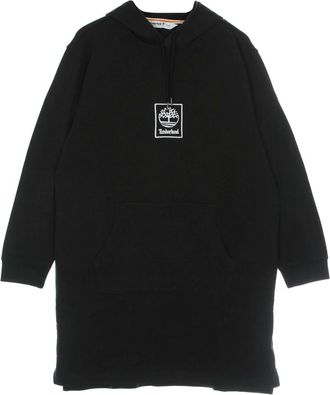 Timberland Kleedjes, Dames, Zwart, L, Katoen, Zwarte Fleece Jurk met Capuchon