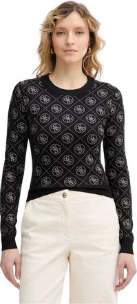 Guess Rhinestone 4G Sweater - Dames - Ronde hals truien - Zwart - XL - Wol - Truien & Vesten
