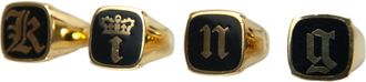 Dolce & Gabbana Mens Gold Brass King Enamel Set Of 4 Ring