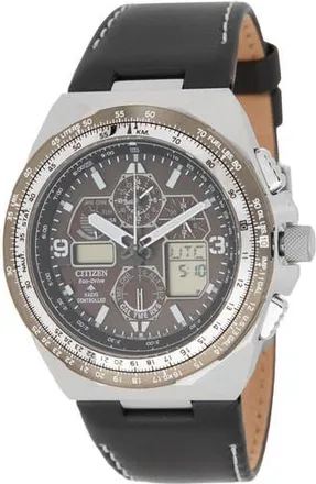 Citizen Promaster Air Skyhawk A-T Chronograph Leather Strap Watch, 46mm in Black at Nordstrom Rack