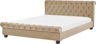 Beliani Waterbed Velvet AVALLON 180 x 200 cm (EU Super King) Beige
