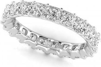 Allurez Princess Cut Diamonds Eternity Ring Wedding Band in Platinum (3.99ct)