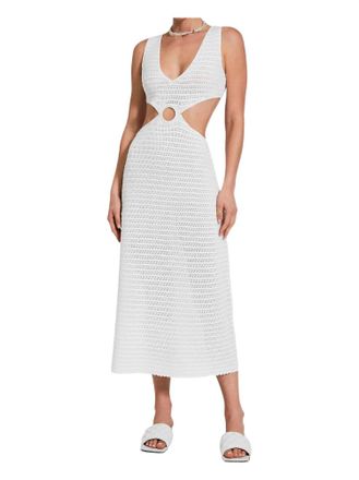 Devon Windsor Sonya Crochet Cutout Dress In Off White