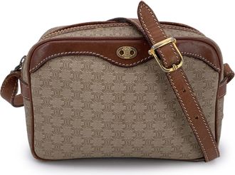 Celine Pre-owned Womens Cloth Crossbody Bag Macadam - Beige Cotton - One Size