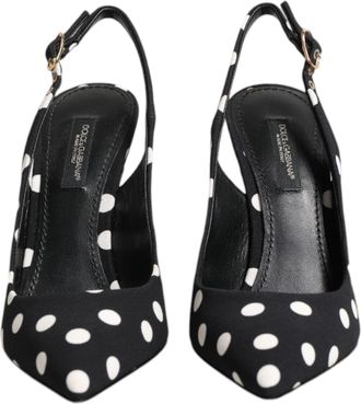 Dolce & Gabbana Black White Dotted Stiletto Slingback Womens Shoes (Pre-Owned)