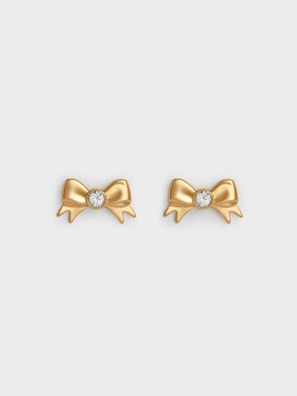 Charles & Keith Paige Crystal-Bow Stud Earrings