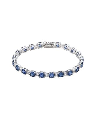 Suzy Levian Silver 12.78 Ct. Tw. Diamond & Blue Sapphire Tennis Bracelet