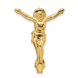 Diamond2Deal 14k Yellow Gold Polished Solid Risen Christ Chain Slide